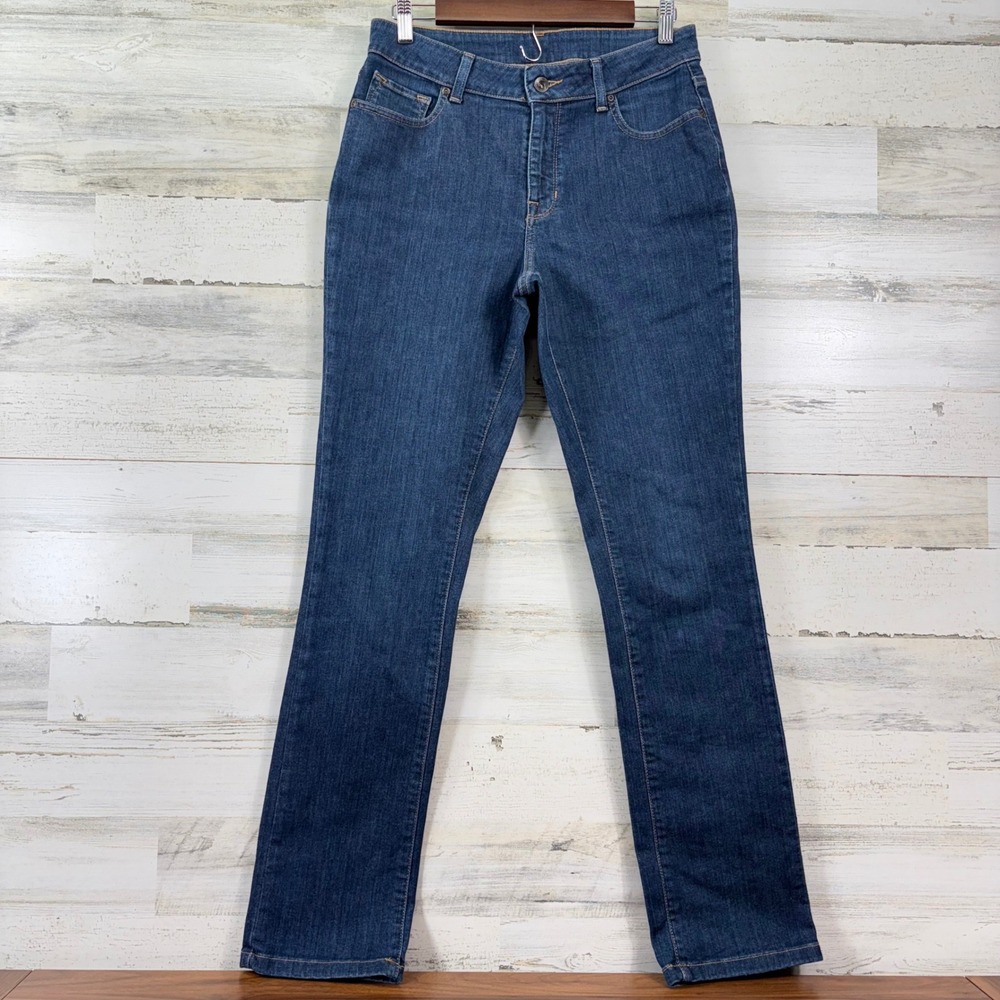 LL Bean Jeans Womens 8 MT Dark Wash Straight Leg Favorite Fit Denim Granola